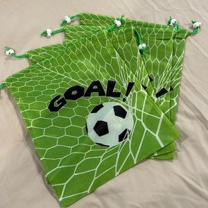 🆕 4 - SOCCER “GOAL” NYLON PULL STRING BAGS. 12”hx10”w
